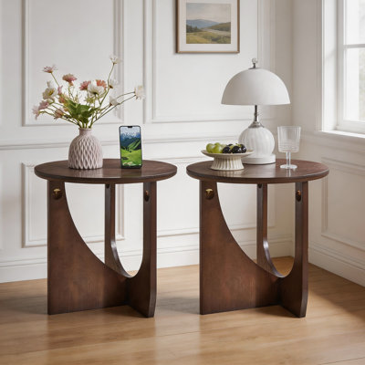Ensemble de tables de bout Modern Modern, salon en bois massif noyer compact 19,68 pouces