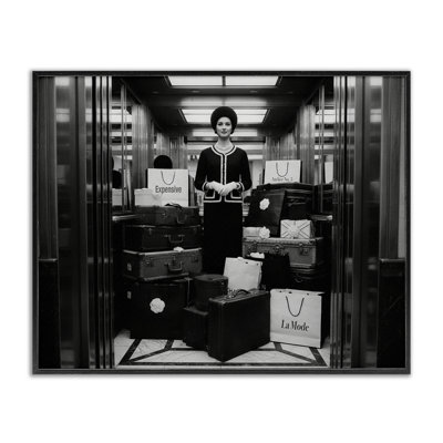 Elevator Chic Shopping Framed Giclee, design by A Barefoot Stylist