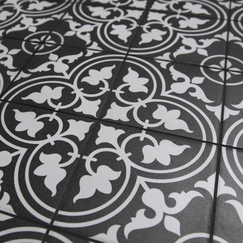 Carreau de céramique à motif pour mur et plancher 13 po x 13 po Harmonia, Noir