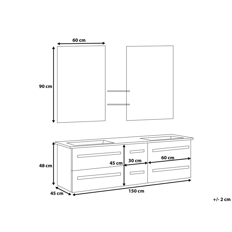Madrid Vanity & Mirror Sets, Black