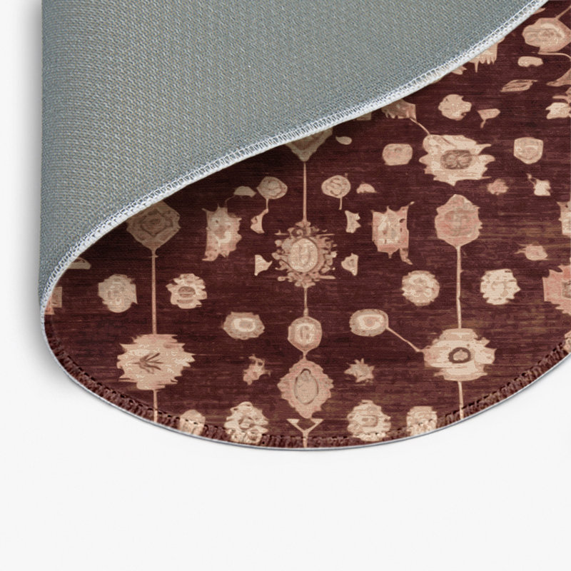 Overdyed Brown Indoor and Outdoor Area Rug, Round 5'