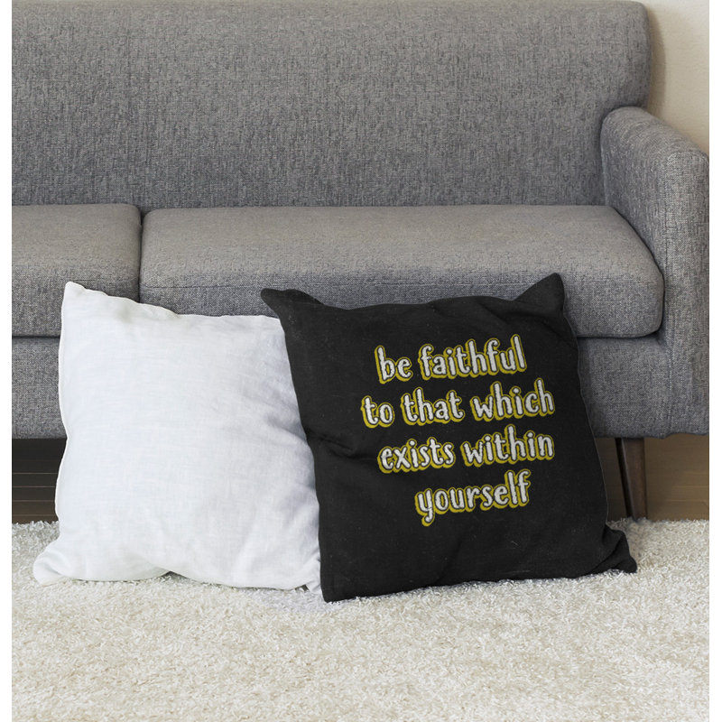 Coussin de sol be loyal to yourself, H 28 po x l 28 po, Jaune