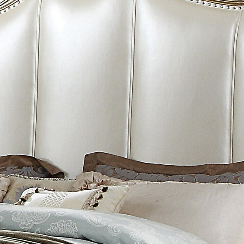 Lit tapissier capitonné standard, Argent champagne, Très grand
