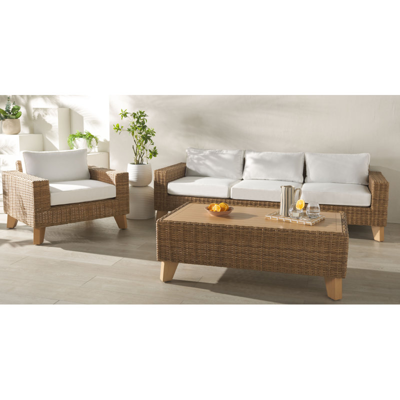 Margarita Outdoor Wicker Conversation Set, Brown