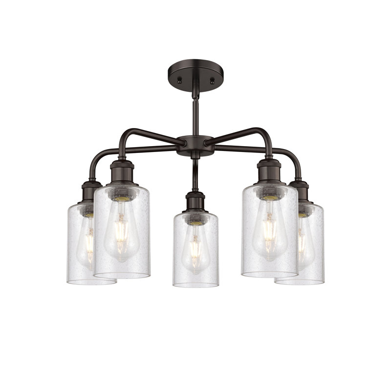 Lustre cylindrique à 5 lumières Ervine, Bronze huilé