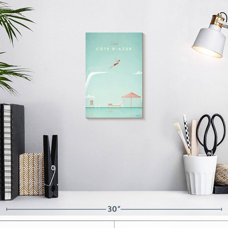Affiche de voyage rétro Aime Cote D'Azer, H 12 po x l 8 po