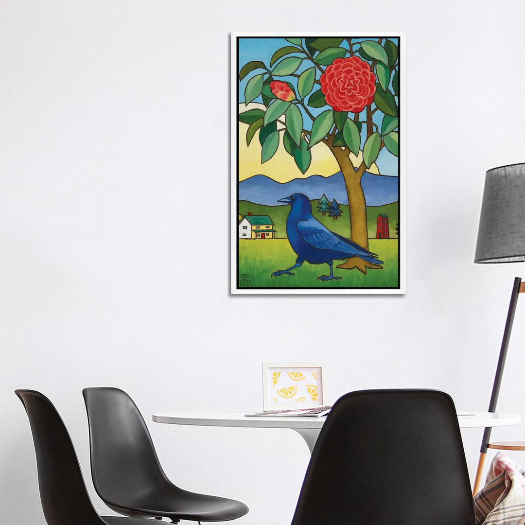 Camelia und Krähe von Stacey Neumiller - Galerie-verpackte Leinwand Giclée auf Leinwand