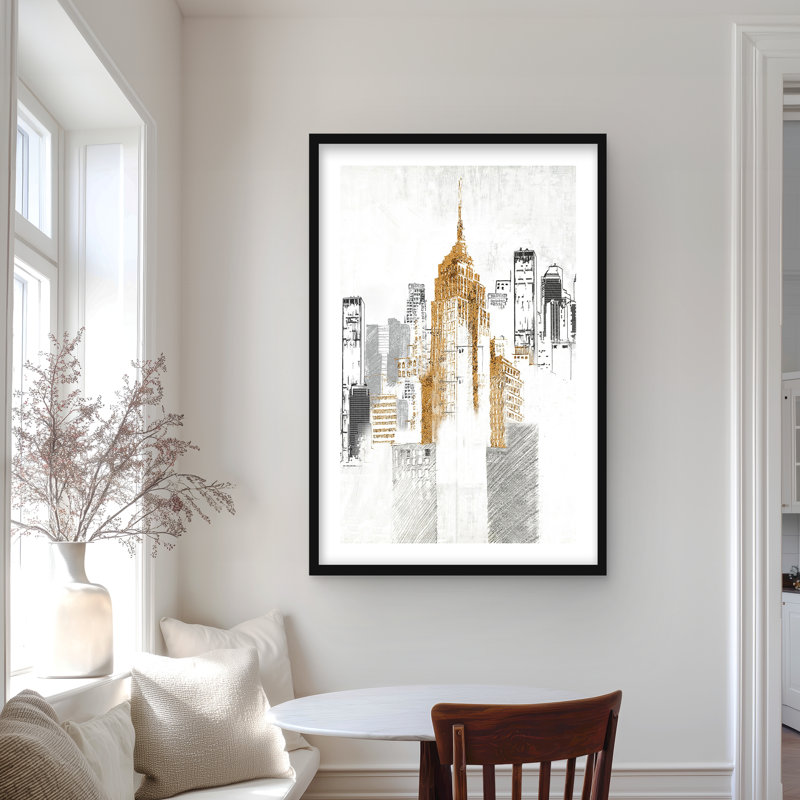 Paysage urbain flou de style croquis | White White, reproduction encadrée, H 36 po x l 24 po