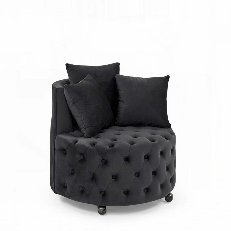 Chaise pivotante en velours, Velours noir 