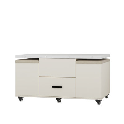 Modern Lift-Up Coffee Table With 4 Stools Set For Living Room Expandable 1 Hidden Storage + 2 Drawers Space Saving Folding Dining Table