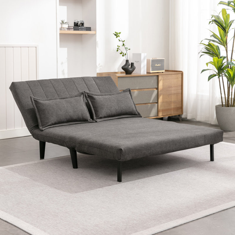 Nari 125.5Cm Linen Armless Sofa Bed, Charcoal