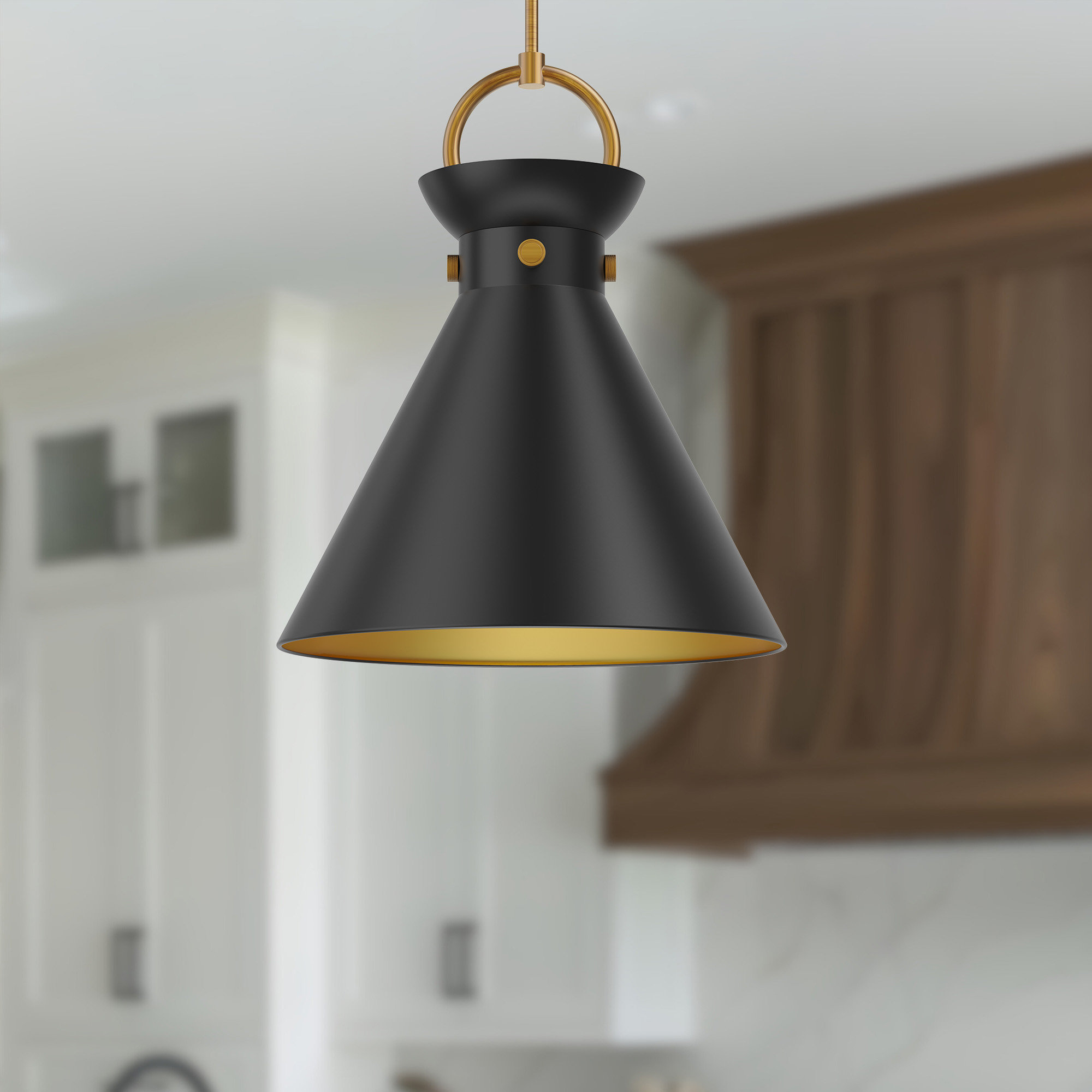 Tiney Single Light Metal Steel Pendant, Black, 21.75" H x 18" W x 18" D