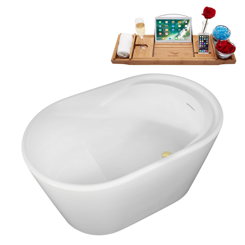 Baignoire autoportante 47 "avec drain interne Streamline, Polished Brass