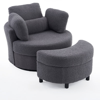 Swivel Armchair with Footstool