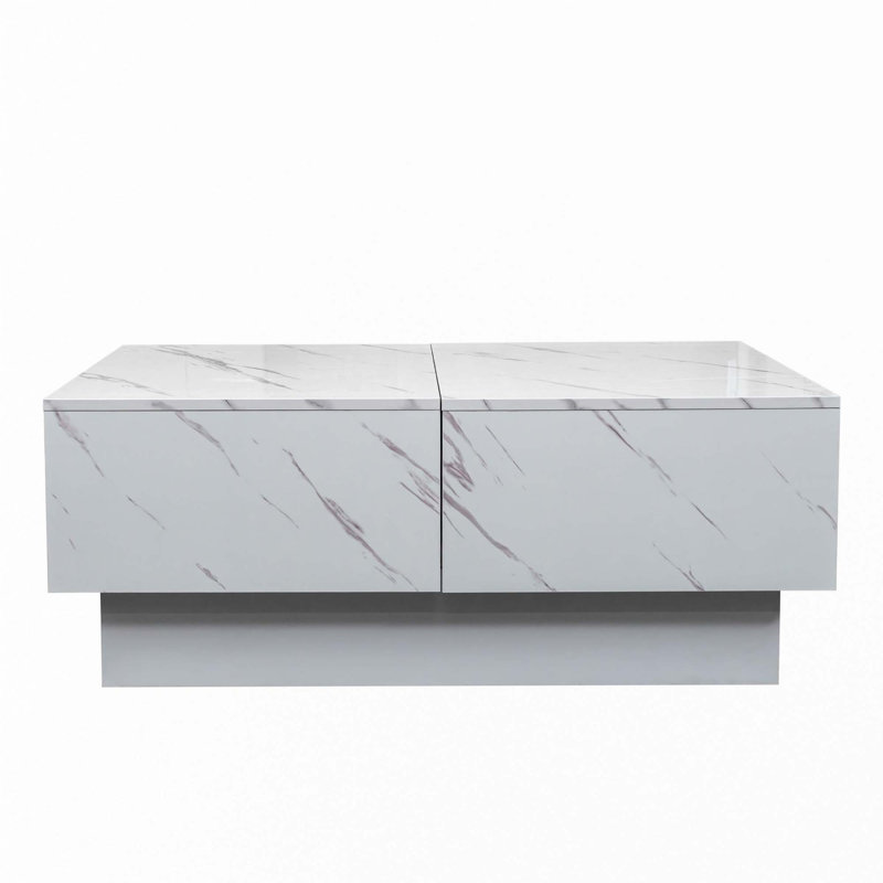 Table basse avec plateau coulissant, Blanc