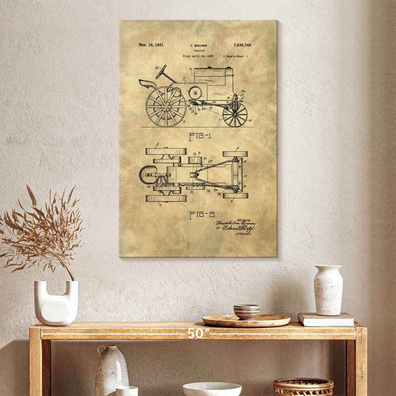 Tractor Blueprint Industrial Farmhouse, H 39 po x l 26 po