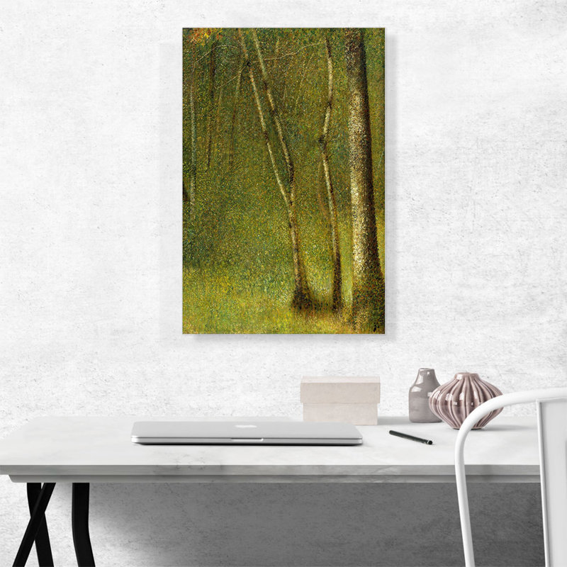 " The Forest At Pontaubert 1881 " by Georges Seurat Painting Print, 18" H x 26" W x 1.5" D
