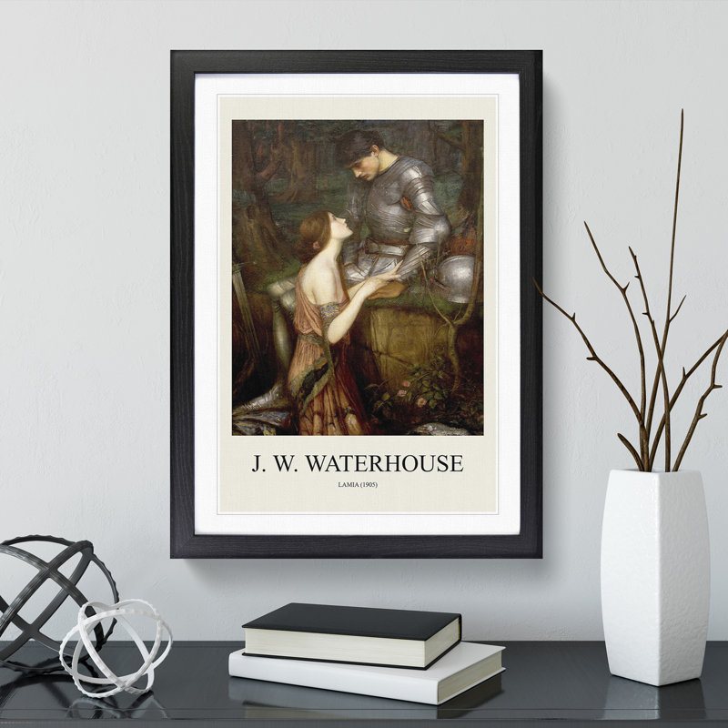 Lamia by John William Waterhouse - Picture Frame Art Prints, 48cm H x 36cm W x 2cm D, Black Framed