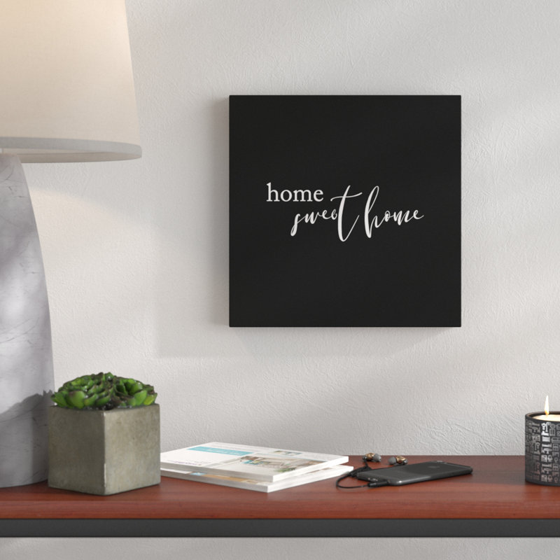 «Home Sweet Home», reproduction d'art textuel sur toile, H 12 po x l 12 po x P 1,25 po, Toile tendue
