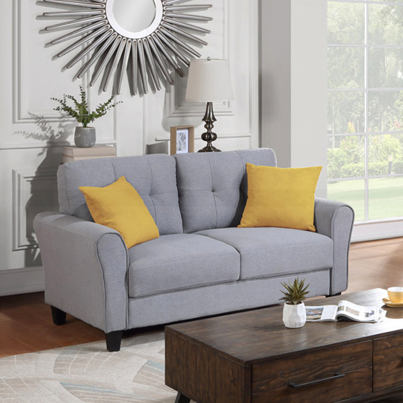 Causeuse de salon 57,5 po, Gris clair - bleu