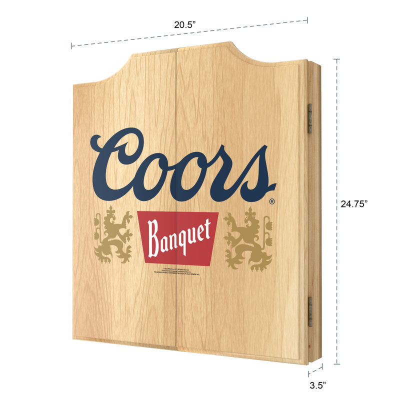 Coors Banquet Logo Wood Dartboard Cabinet Set with Darts