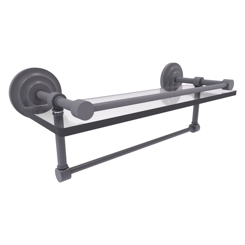 Leamore Bracket Shelf with Towel Bar, Matte Gray