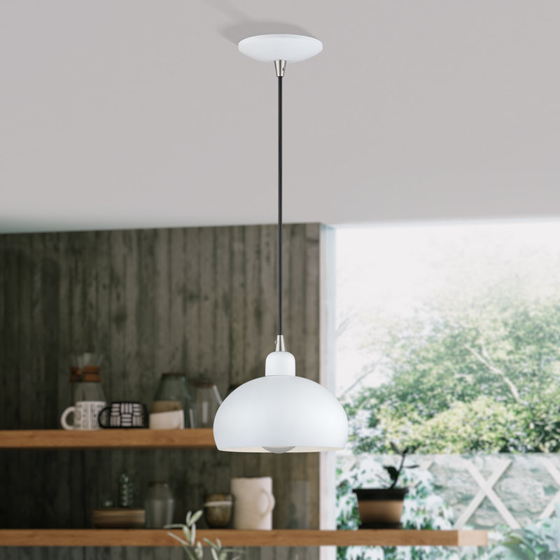 Mini-luminaire suspendu 1 lumière Domma, Blanc, Blanc