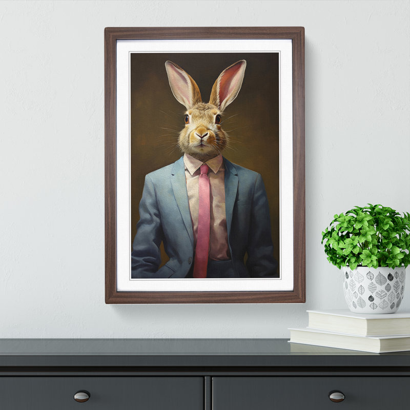 Rabbit in a Suit Painting No.4 - Framed Print, Walnut, 46cm H x 34cm W x 2cm D