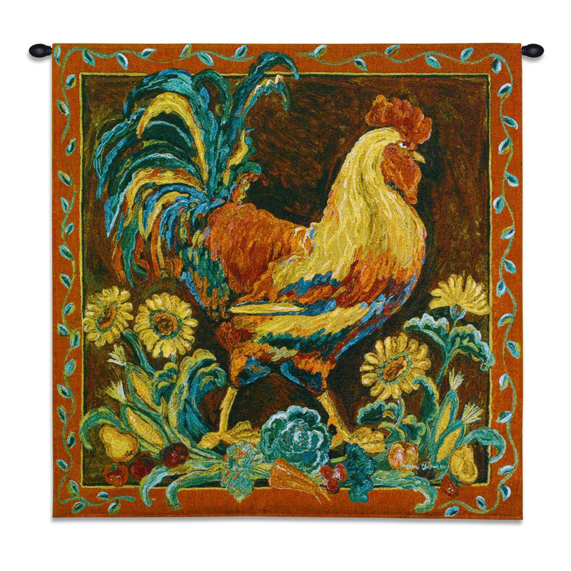 Tapisserie coq rustique bw
