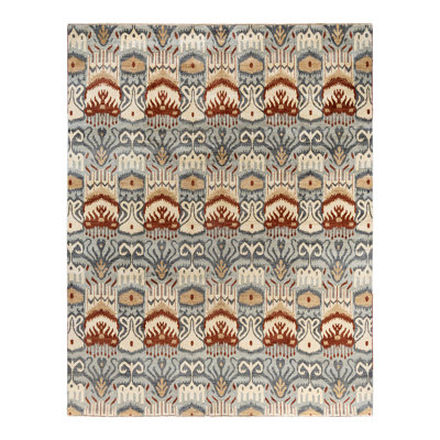 Tapis noué à la main unique en son genre Brazier - gris, 8 pi 0 po x 10 pi 0 po