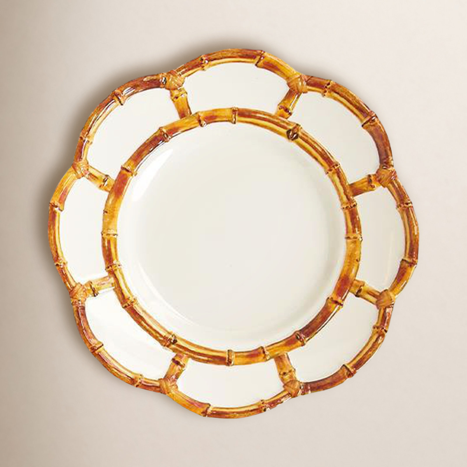 9" Dinner Plate, Brown/White