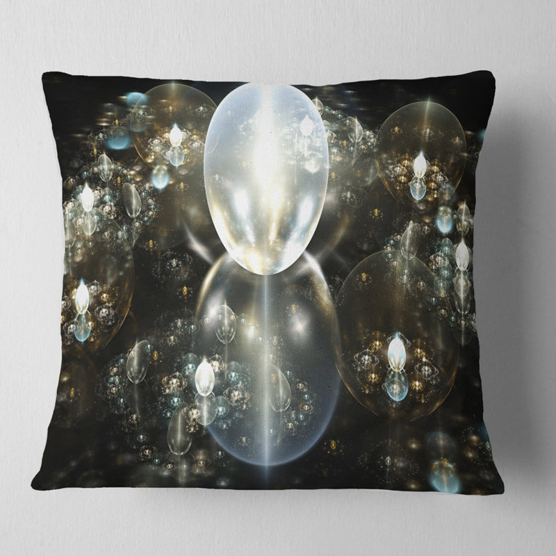 Gouttes d'eau sur miroir - coussin abstrait imprimé, 16 po x 1 po, Coussin décoratif, Or