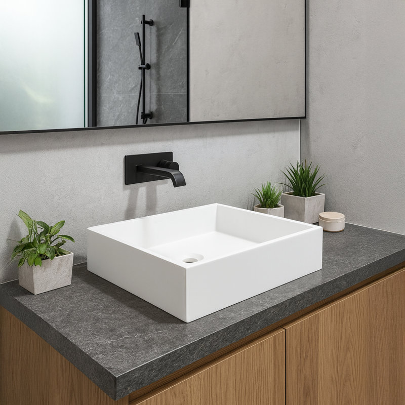 Lavabo vasque rectangulaire blanc mat Brillare