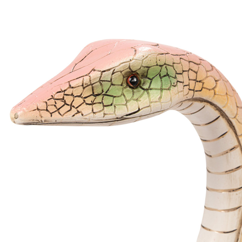 Resin Snake Figurine With Pink