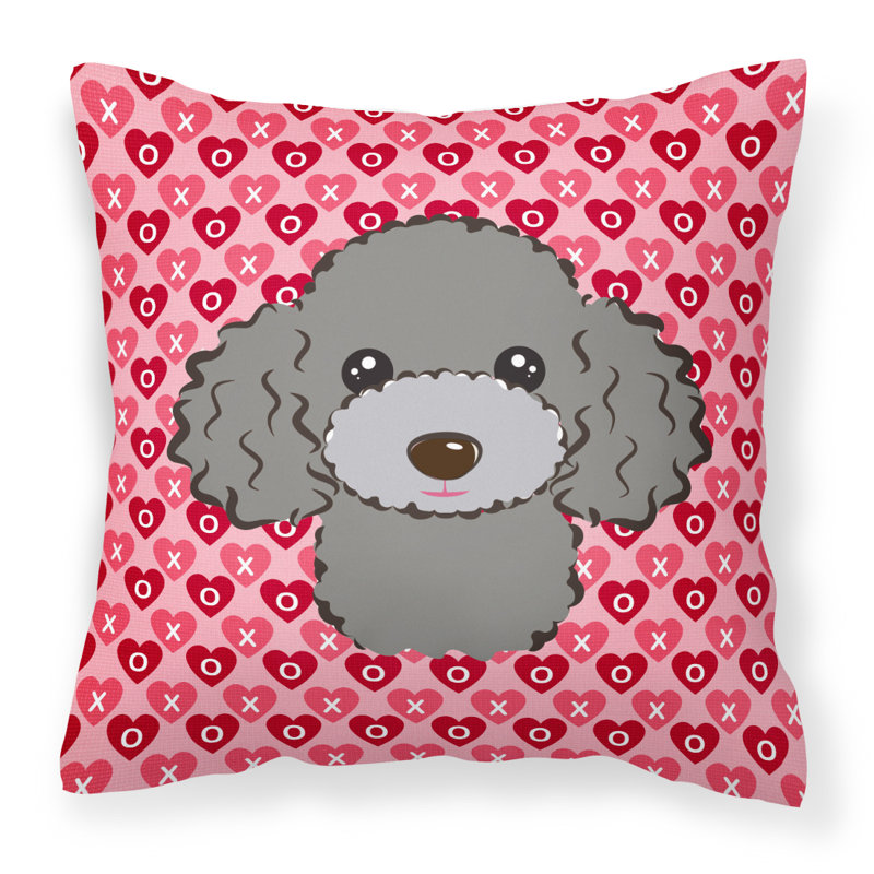 Coussin décoratif intérieur/extérieur schnauzer hearts, 18 po x 18 po, Caniche argenté