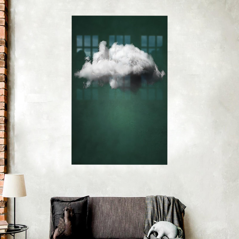 Grand art mural nuage minimaliste tendance en verre trempé idéal pour la décoration moderne et un excellent cadeau de Noël