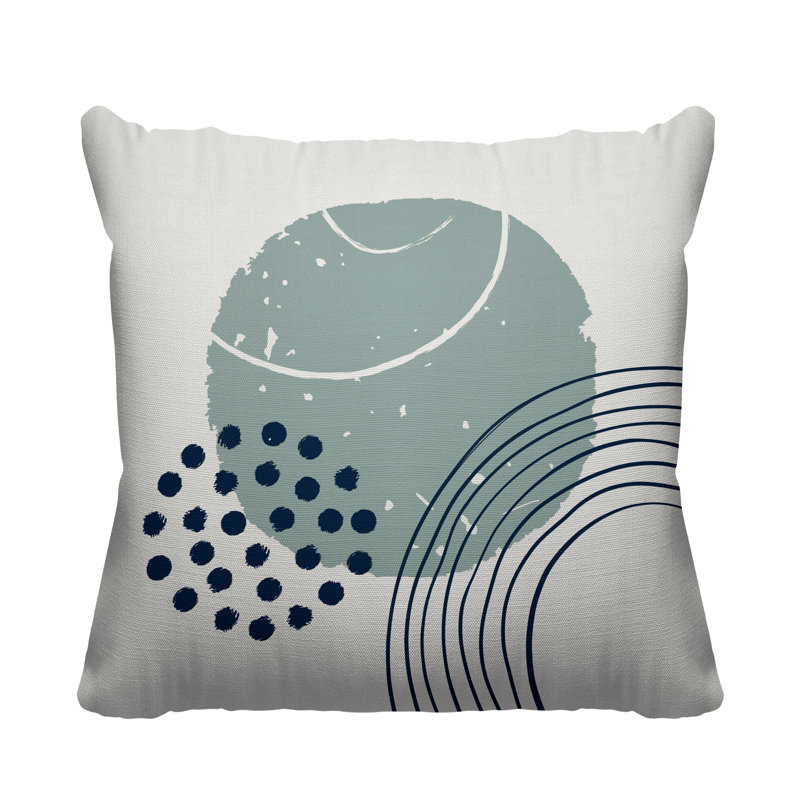 Coussin décoratif intérieur / extérieur Aida Minimalist, L 19 po x H 19 po, Gris / bleu marine
