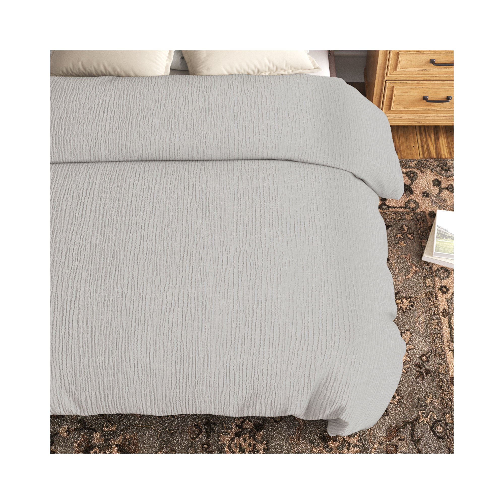 Daila Cotton Blend Duvet Cover, King Duvet, Gray