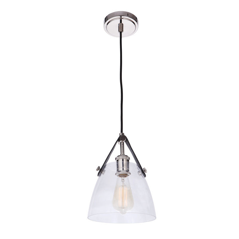 Luminaire suspendu conique à 1 lumière Fransen, Nickel poli