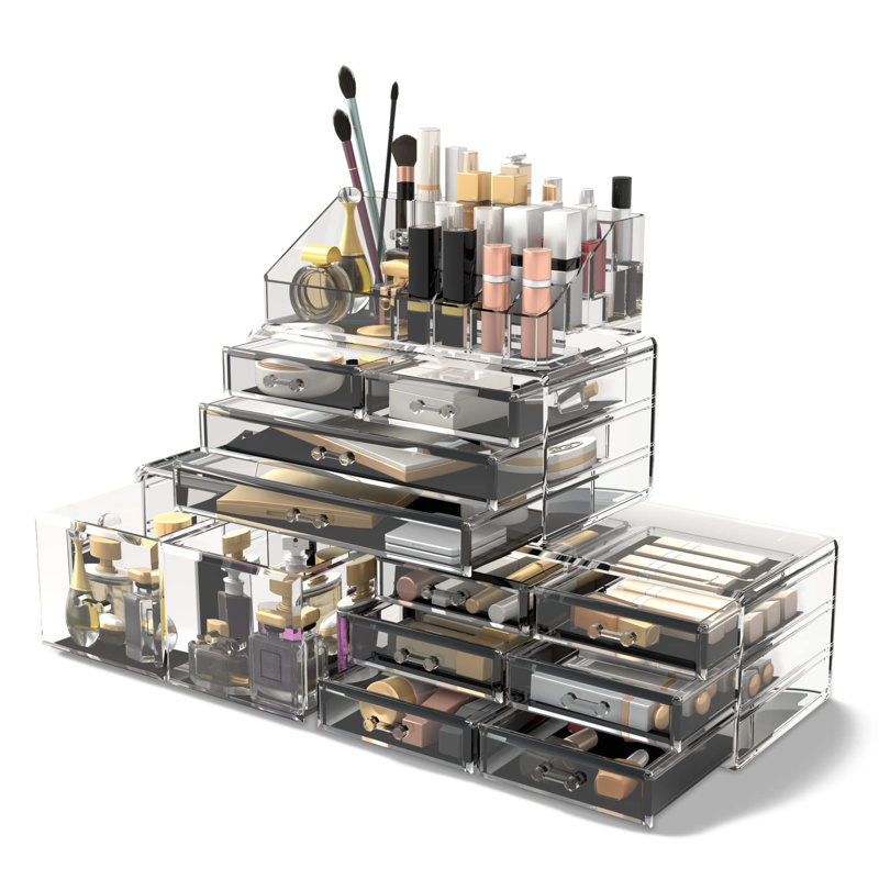 Makeup Cosmetic Organizer Storage Drawers Display Boxes Case With 12 Drawers(Clear)