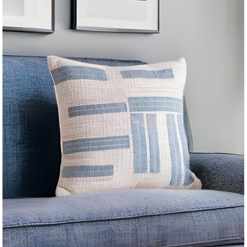 Malachy 20" Cotton Throw Pillow, Light Blue, Polyester