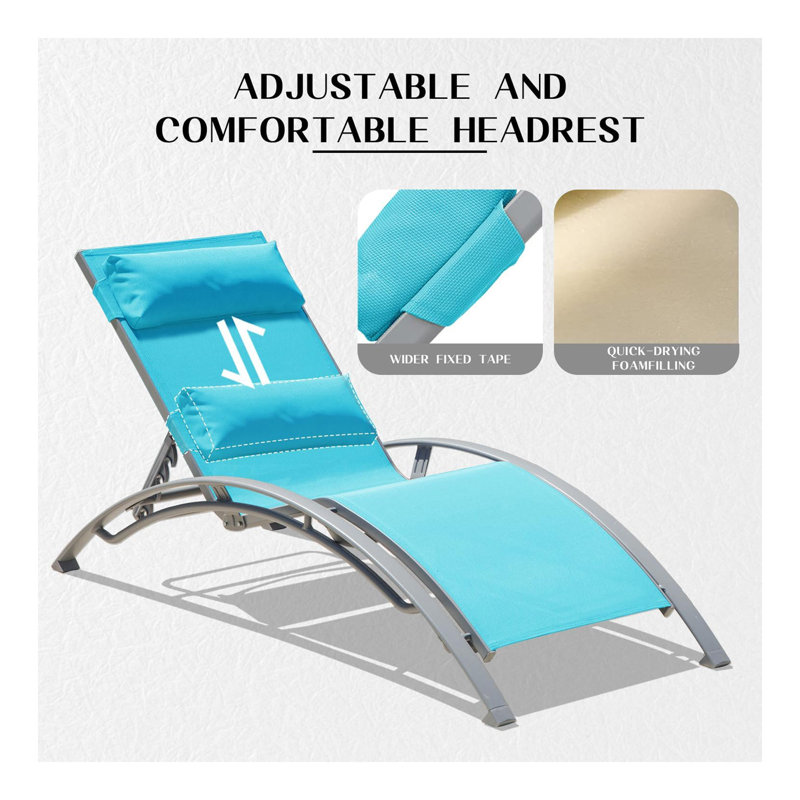 Pool Lounge Chairs Set Of 3-Lake Blue (2 Lounge Chairs+1 Table)