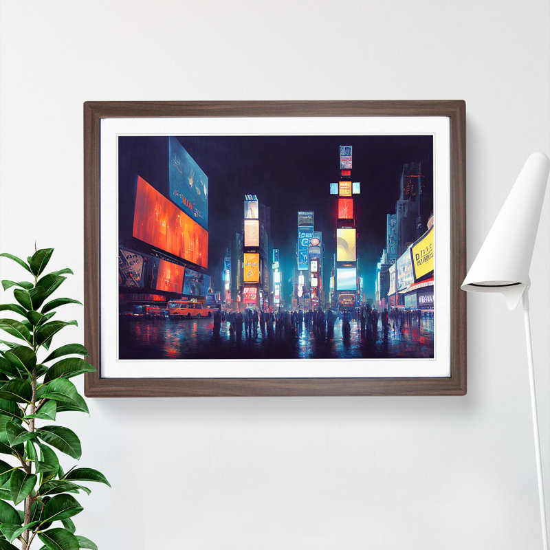 New York Times Square Art Vol.3 - Single Picture Frame Print, 34cm H x 46cm W, Walnut