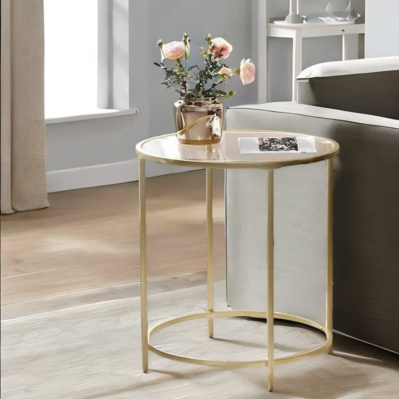 Ankrum Round Coffee Table With Glass Top