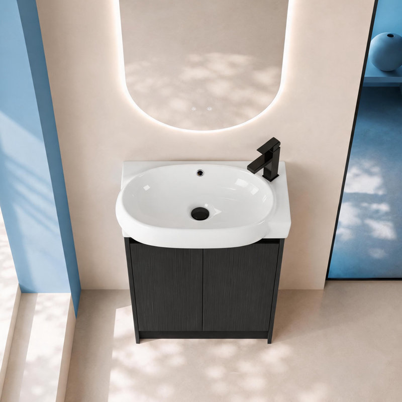 Meuble-lavabo autoportant 23 po Bend (assemblé), Noir
