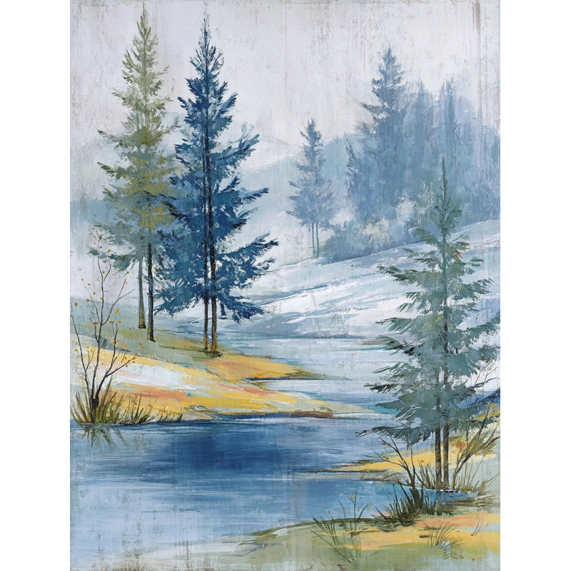 Art mural sur toile Misty Pine Lake, H 36 po x l 24 po x P 1,5 po