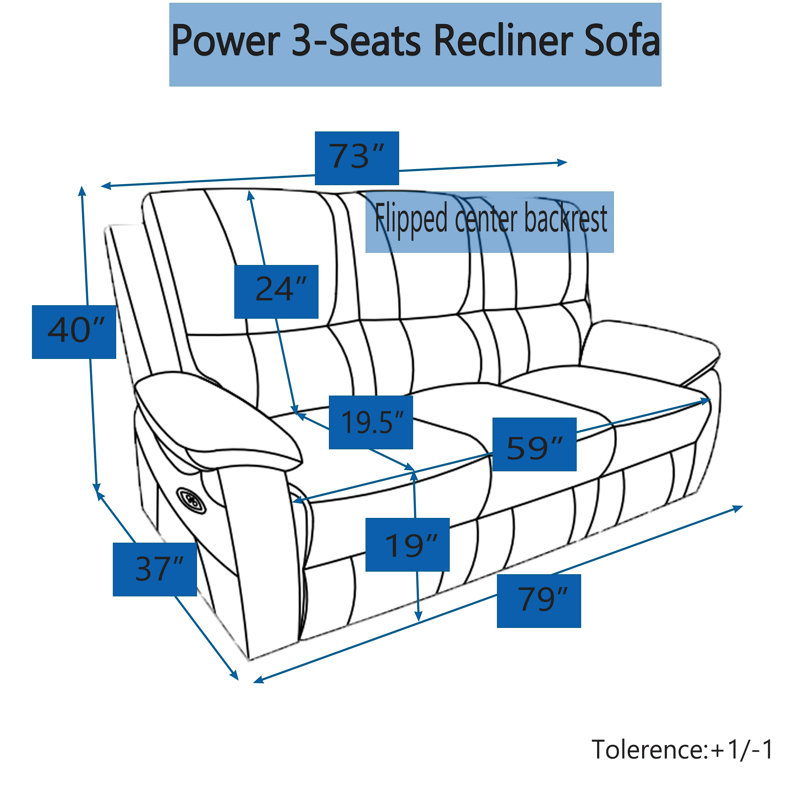 Devyne 79'' Leather Power Reclining Sofa, Black Genuine Leather