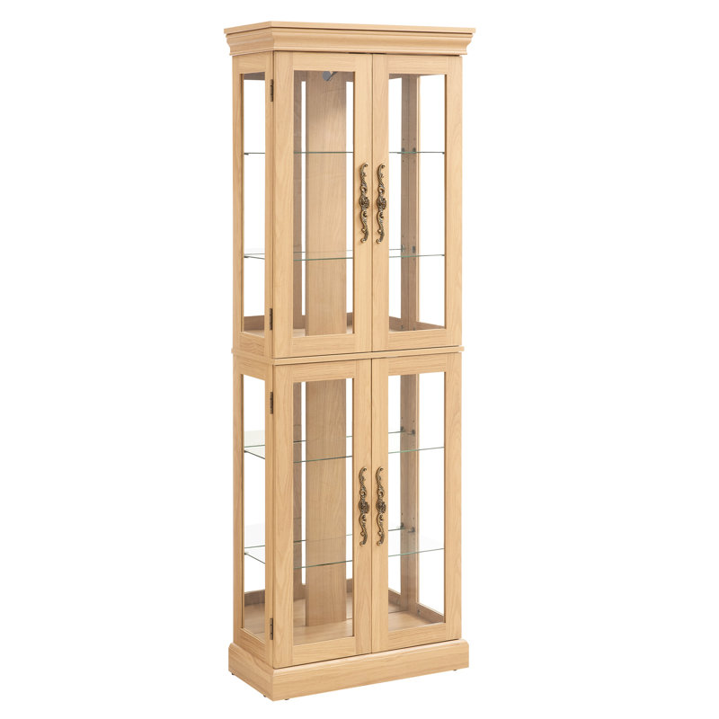 Vitrine rétro illuminée avec poignée - chêne illuminé avec cloisons réglables