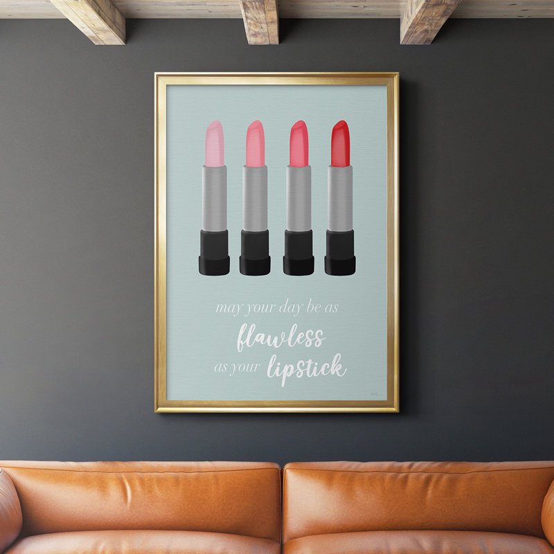 Toile encadrée de qualité supérieure avec rouge à lèvres impeccable - prête à être accrochée, Cadre doré