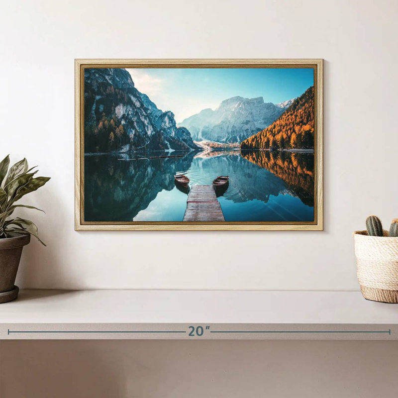 Jetée du lac Braies, Cadre flottant en bois naturel, 13 po x 9 po